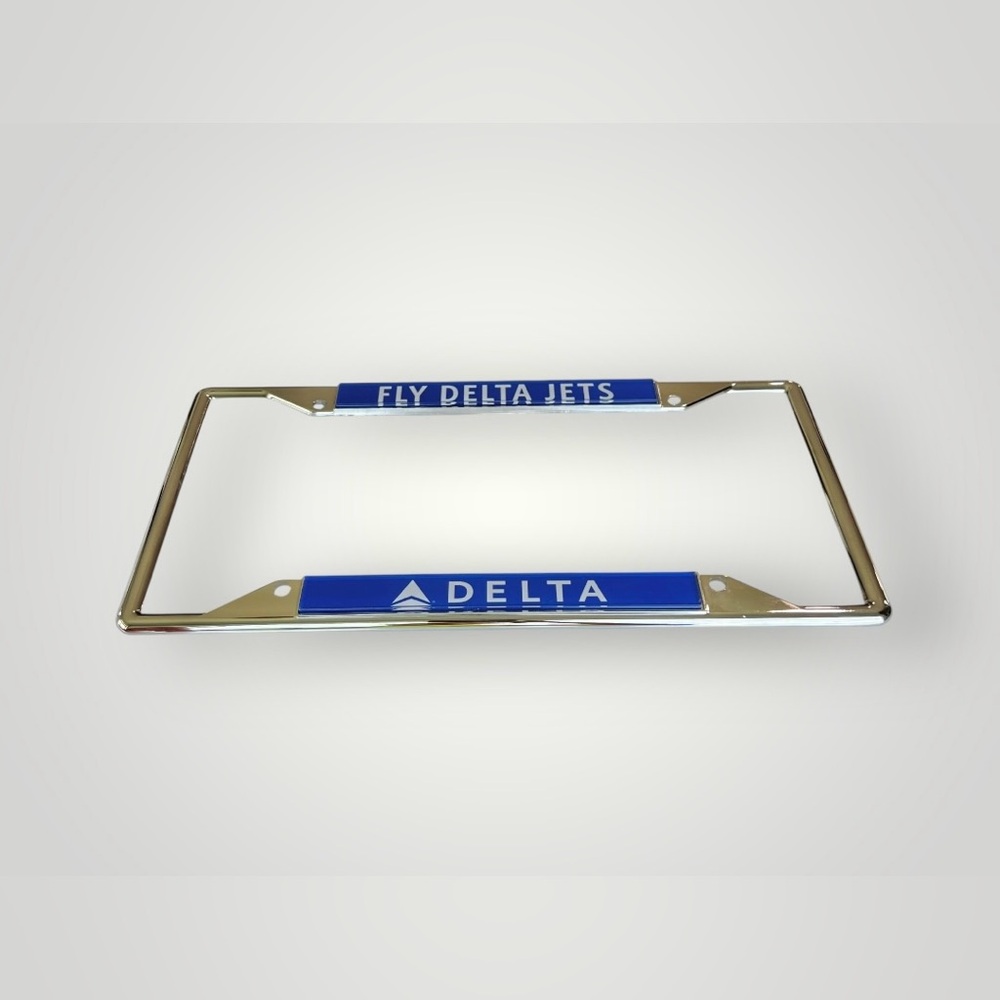 Delta Air Lines Official License Plate Frame Collectible FLY DELTA JETS Blue New - Picture 9 of 14